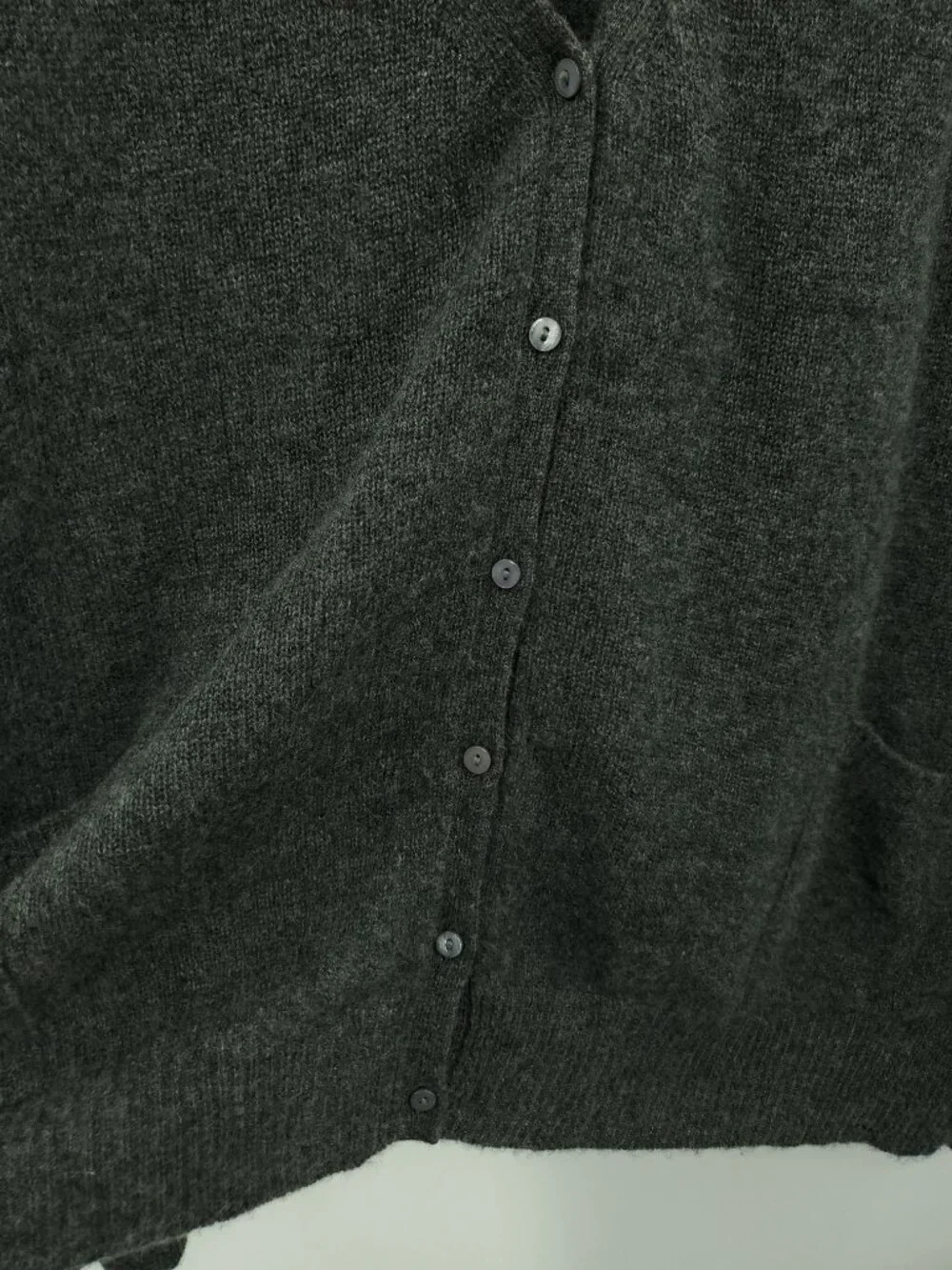 Sutton Studio Dark Gray 100% Cashmere V-Neck Cardigan Sweater Size L